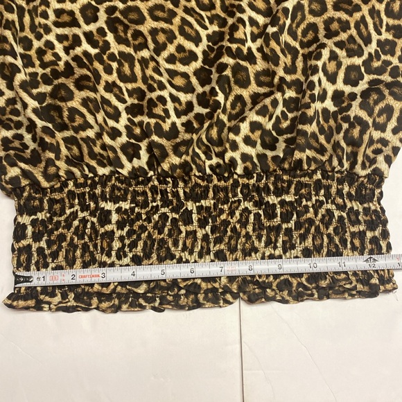 Michael michael kors leopard print blouse long sleeve Top Elastic Waist Small - Picture 9 of 11